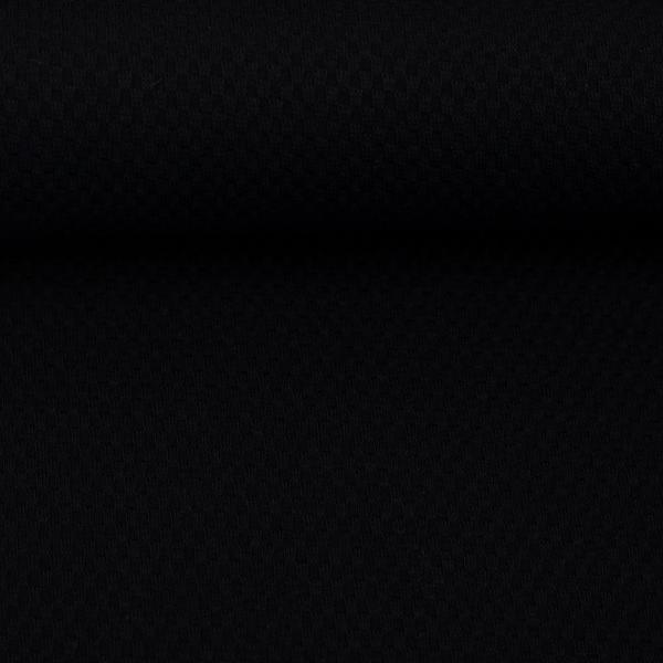 Baumwoll-Jacquardjersey Waffelstruktur Schwarz by Swafing